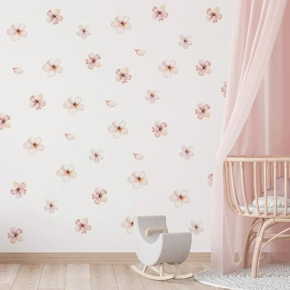 stickers muraux fleurs modernes adhésifs pvc décoratifs pépinière maternelle simple feuilles floraux