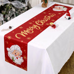 table noël chemin rouge blanche doré père noël flocons merry christmas festive