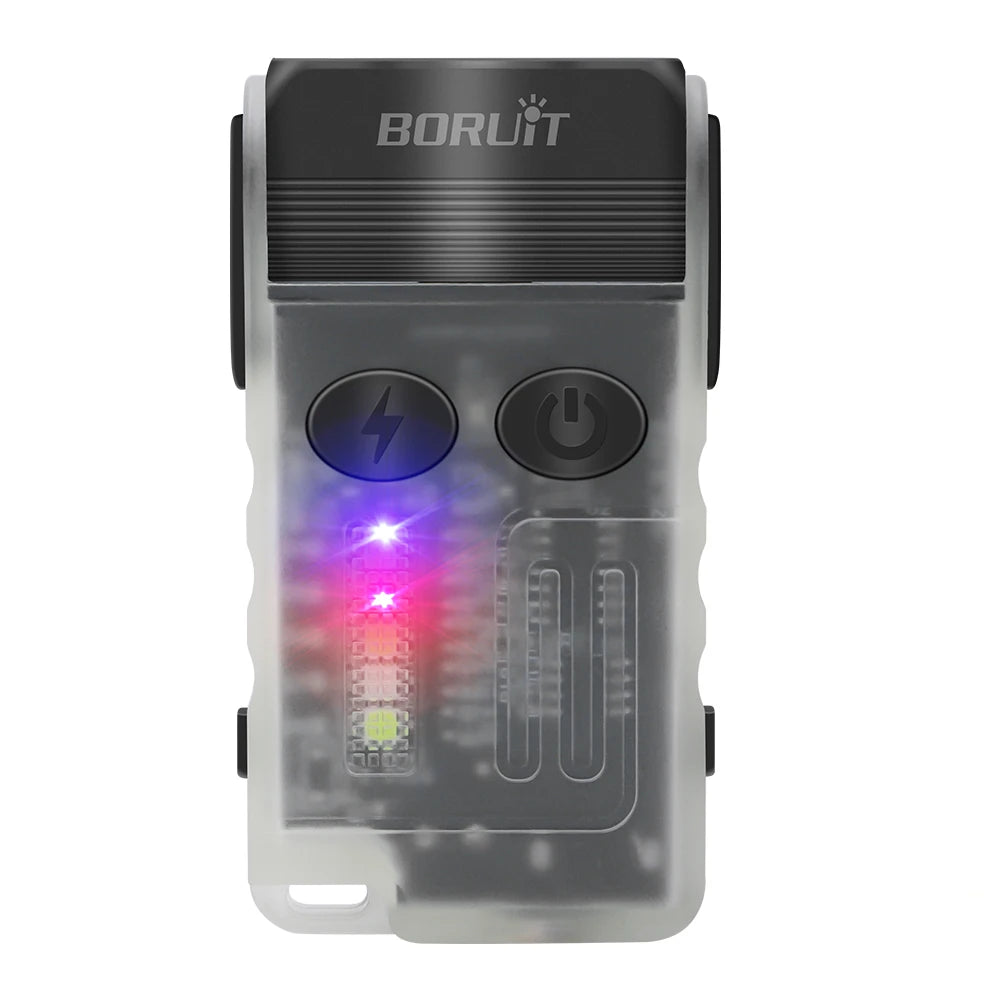 lampe torche rechargeable led transparente noire intense mode auto défense camping