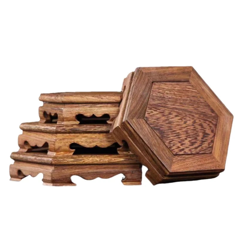 supports bois octogonaux multi niveaux pots fleurs terre cuite plante artificielle bonsaï statuette enfant