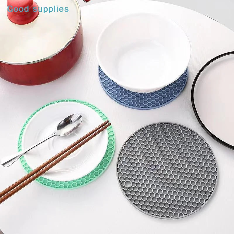 tapis protection cuisine silicone bleu orange vert gris texture moderne nid d'abeille