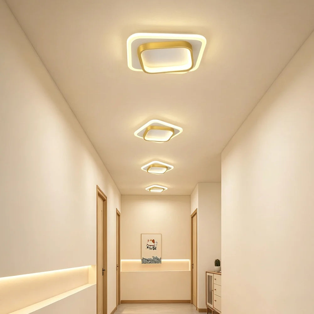 plafonnier led rond moderne doré blanc luminaire salon chambre couloir intérieur luxe