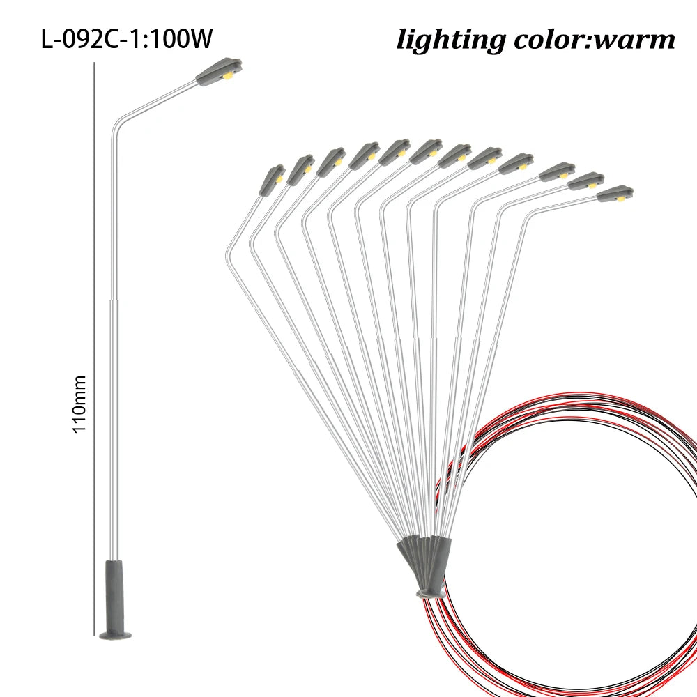 lampe rue miniature gris métallisé moderne 3v batterie incluse éclairage urbain modélisme warm lighting