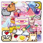 sticker pixel art kawaii multicolore animaux motifs mignons scrapbooking diy journal coque téléphone