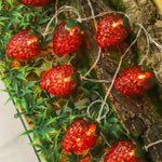 guirlande lumineuse fraises rouge vert 10 led 1.5m decoration festive echangement piles