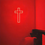 croix lumineuse rouge blanc moderne minimaliste acrylique LED chambre décoration festive Pâques Halloween