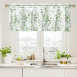 rideau moderne feuilles vertes fond blanc polyester translucide maison 80cm