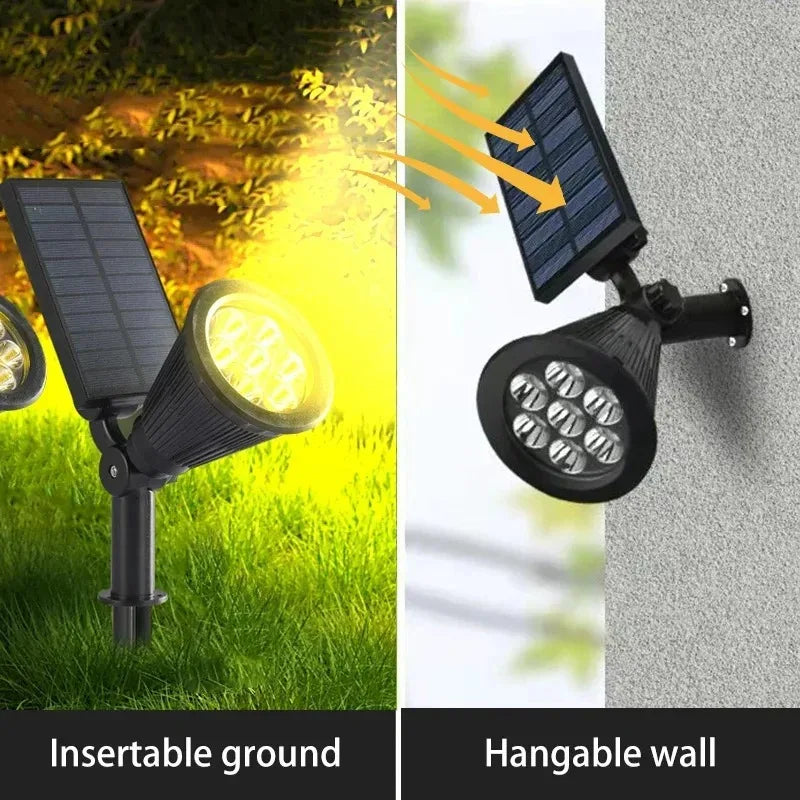 projecteur solaire extérieur ip65 led réglable moderne noir mat allume jardin autonomement
