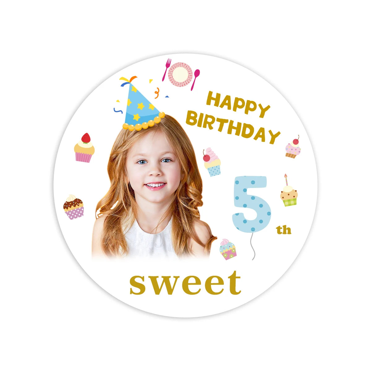 sticker personnalisable anniversaire enfant happy birthday sweet décoratif festif adhésif