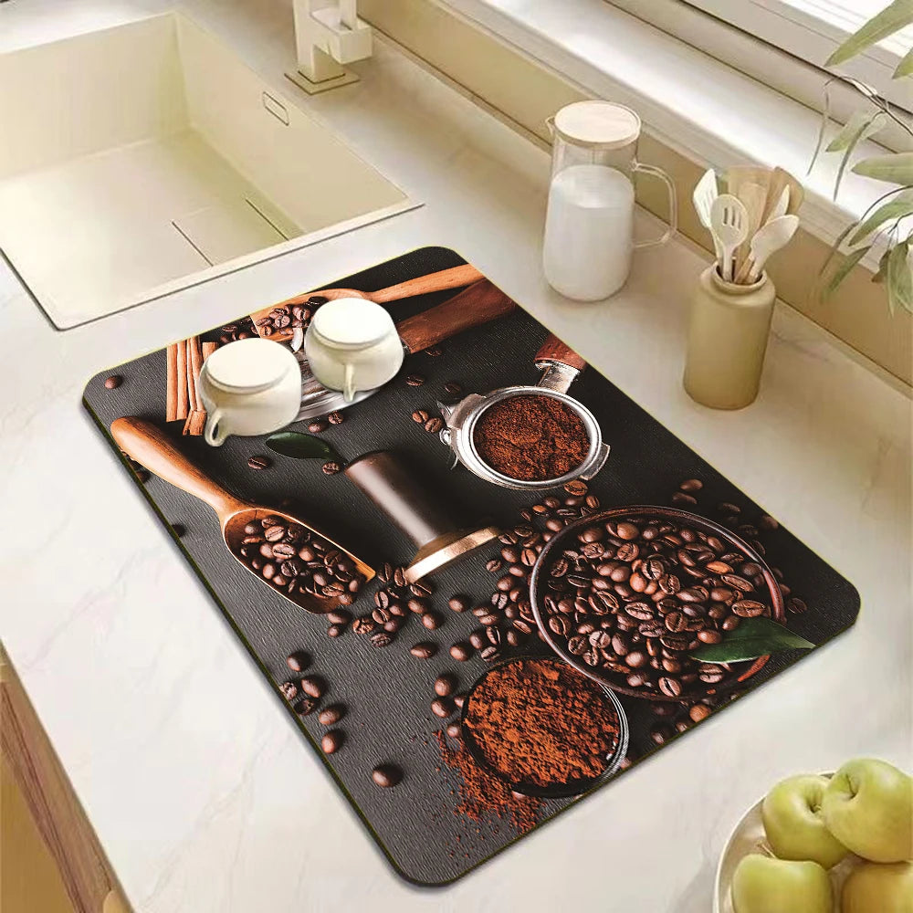 tapis cuisine moderne rectangle couleurs variées motifs floraux épices fruits légumes respectueux environnement