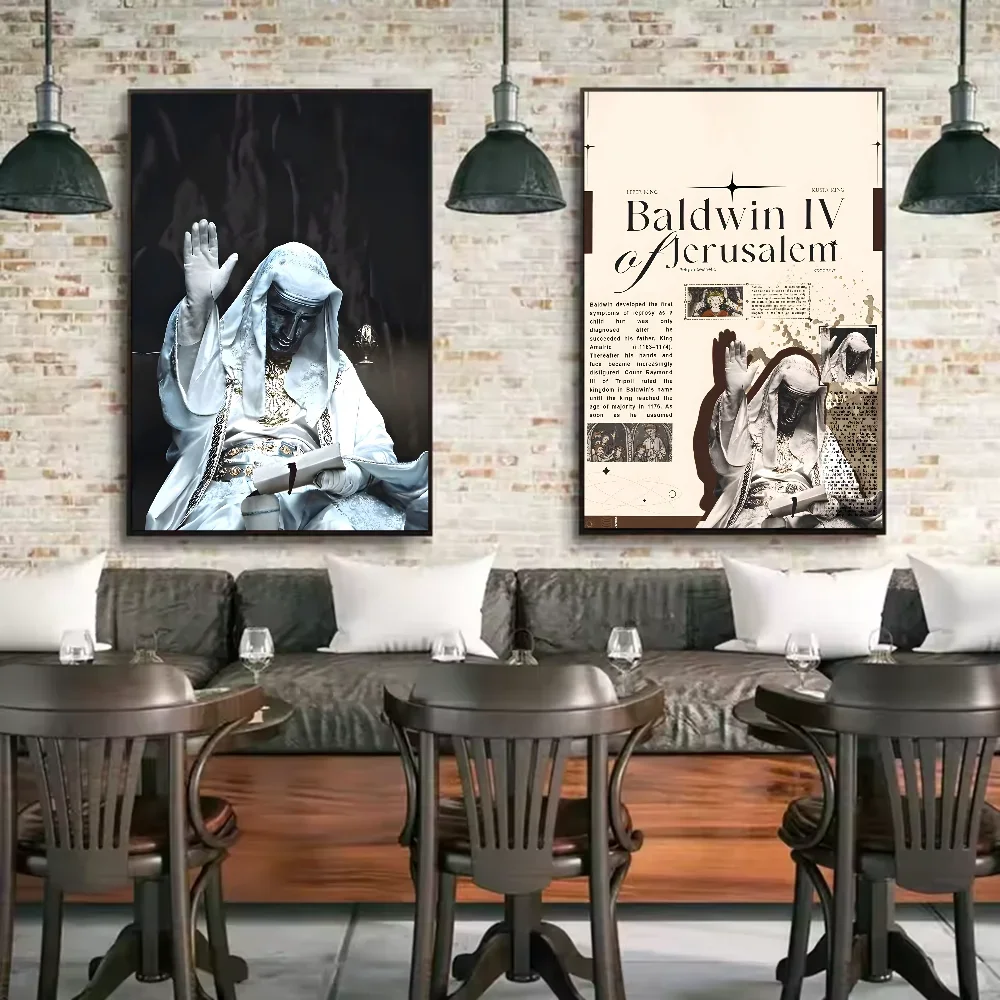 affiche historique personnage vintage décoration murale salon noir blanc gris bleu doré photo réaliste