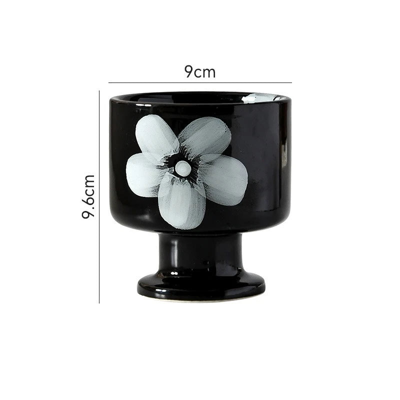 tasses modernes décoratives poignée motif floral points colorés respectueux environnement noir blanc