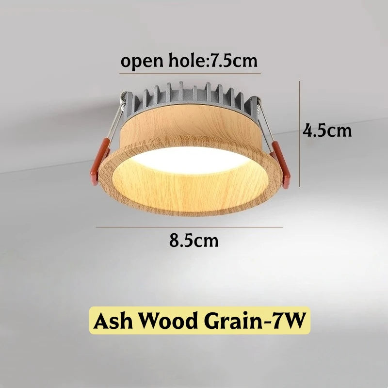 Spot LED grain bois vintage 7W 12W moderne rétro clips aluminium