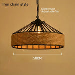 lampe suspendue industrielle corde naturelle marron clair métal structure ajustable salon chambre