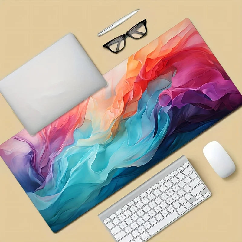 tapis souris multicolore abstrait moderne xxl 400x900mm 500x1000mm opalescent ondulé décoratif
