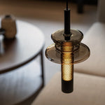 lampe suspendue moderne industrielle verre transparent noir doré maille dorée 2700k 5700k