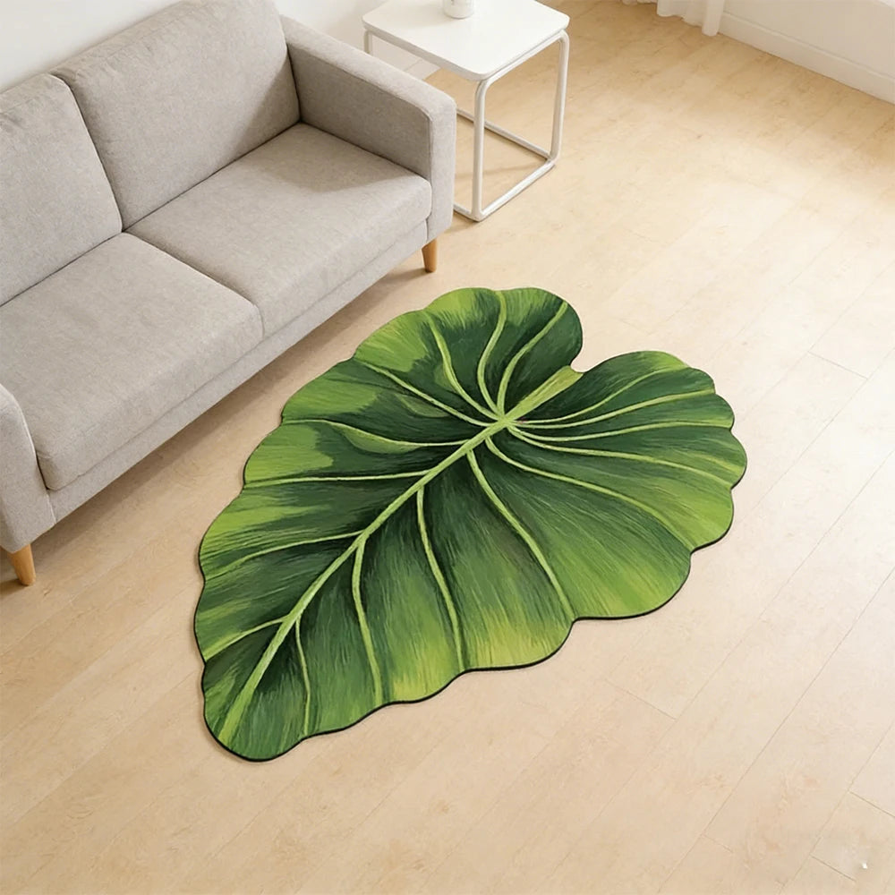 tapis vert feuille moderne respectueux environnement caoutchouc rapide séchage salle bain