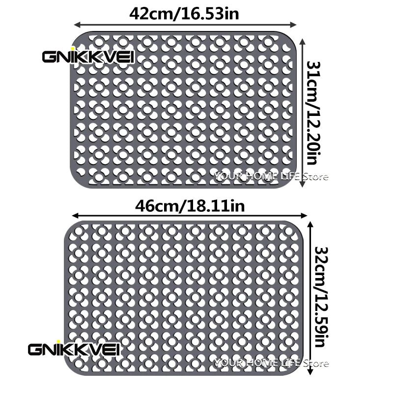 tapis protection silicone moderne gris perforations antidérapant cuisine vaisselle fond évier résistance chaleur