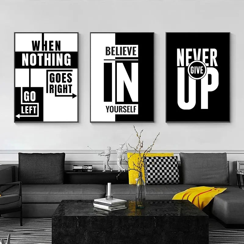 affiche toile murale texte noir blanc décoration moderne minimaliste peinture maison