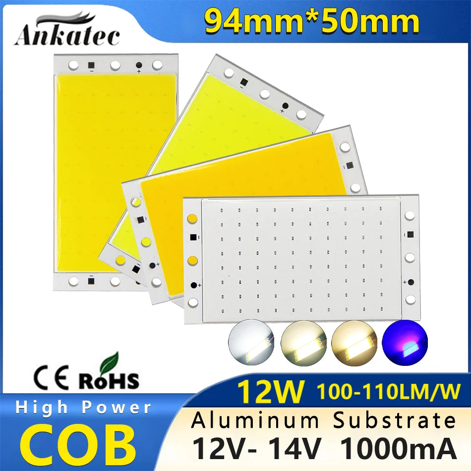 source lumineuse cob 12w jaune gris moderne 12v 14v 1000ma 78x48.5mm