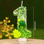 bougies numériques forme chiffres anniversaire verte blanche jaune feuilles