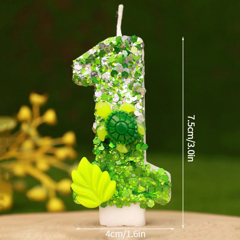 bougies numériques forme chiffres anniversaire verte blanche jaune feuilles