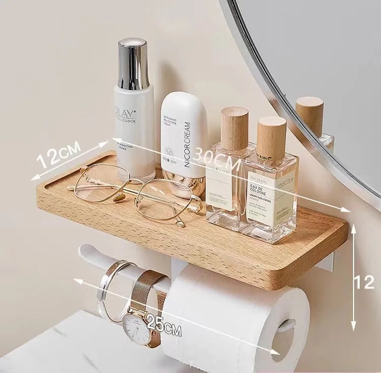 étagère murale moderne bois naturel adhésive téléphone portable papier toilette lunettes parfum minimaliste porte
