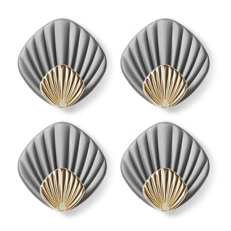 porte serviettes adhésifs coquillage moderne blanc gris orange vert salle bains cuisine