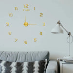 horloge murale moderne stickers numérotés 3d vert fluo noir doré minimaliste salon