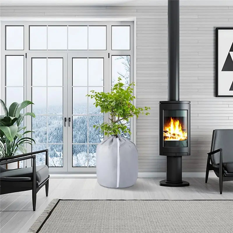 housse protège plante gris clair tissu uni isolation doublure fermeture éclair cordon serrage 45x50cm