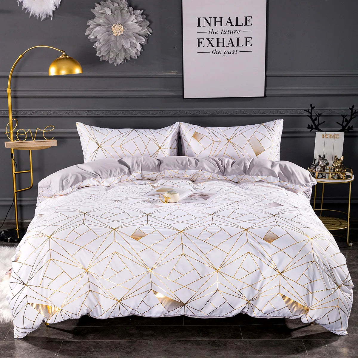 Ensemble literie avec housse de couette et taies d'oreiller