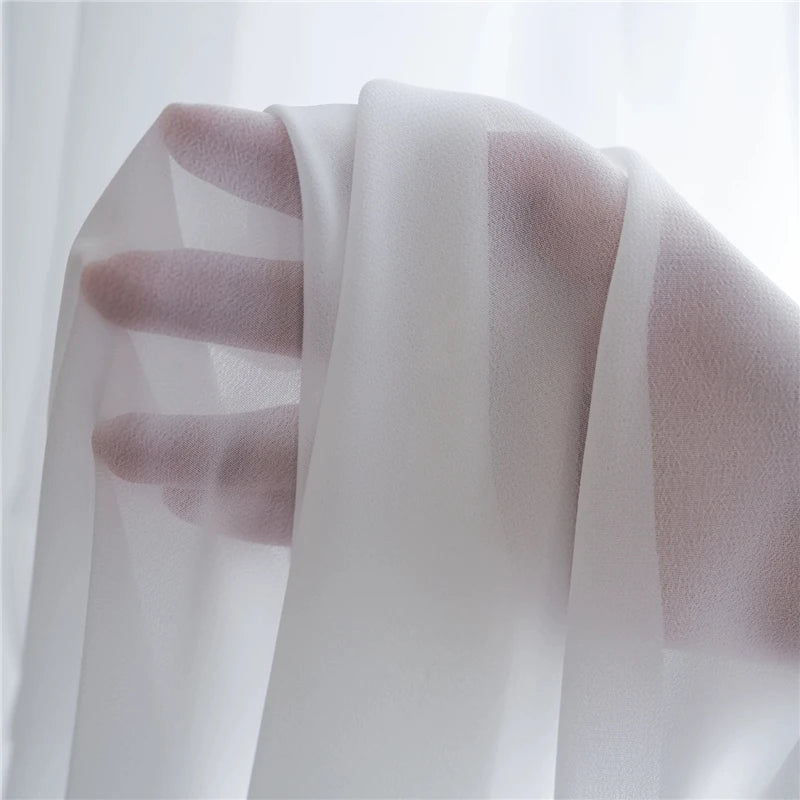 rideau blanc transparent moderne uni polyester clips fenêtre salon chambre bureauhôtel inclusion