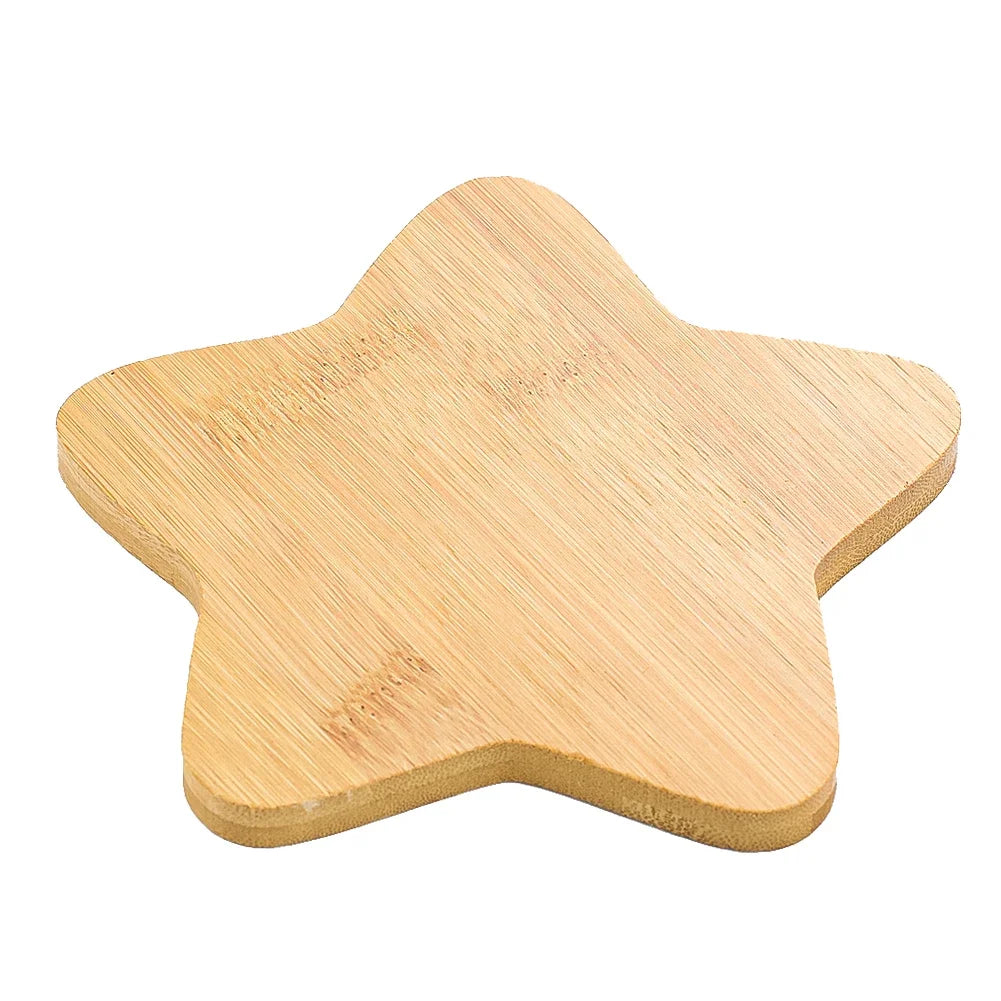 plateau bois grain naturel étoile moderne décoration intérieure rangement bijoux 15cm 15cm