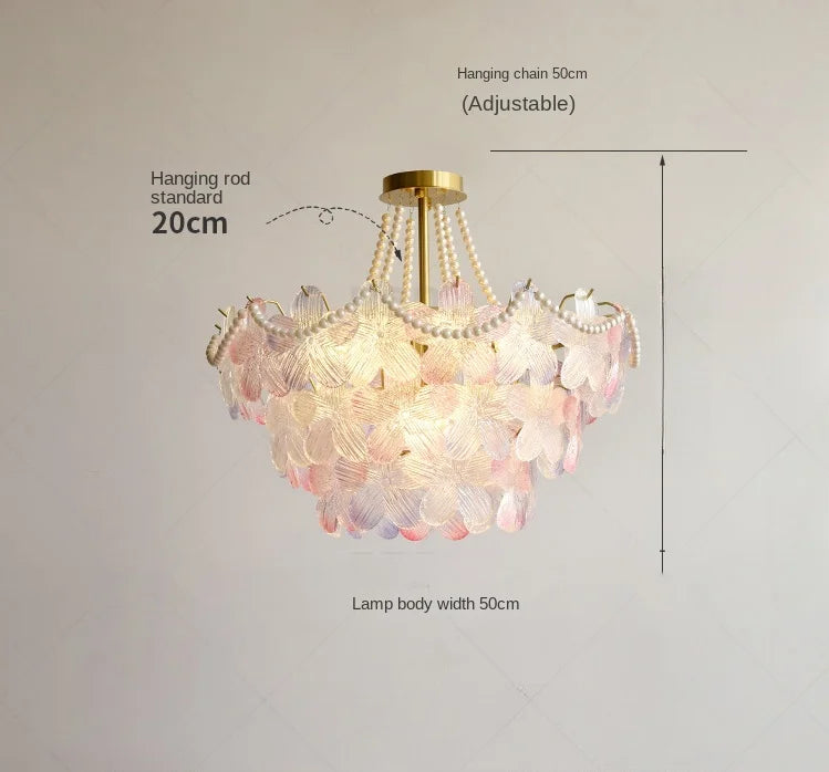 lampe suspendue classique rose fleurs chaîne ajustable blanc doré vintage chambre salon