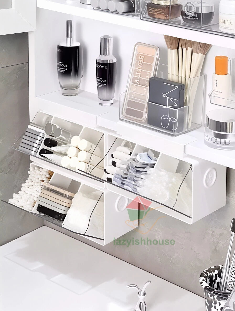boîtes rangement transparentes blancs moderne coton tiges maquillage pochettes pinceaux ustensiles cuisine imperméables abs