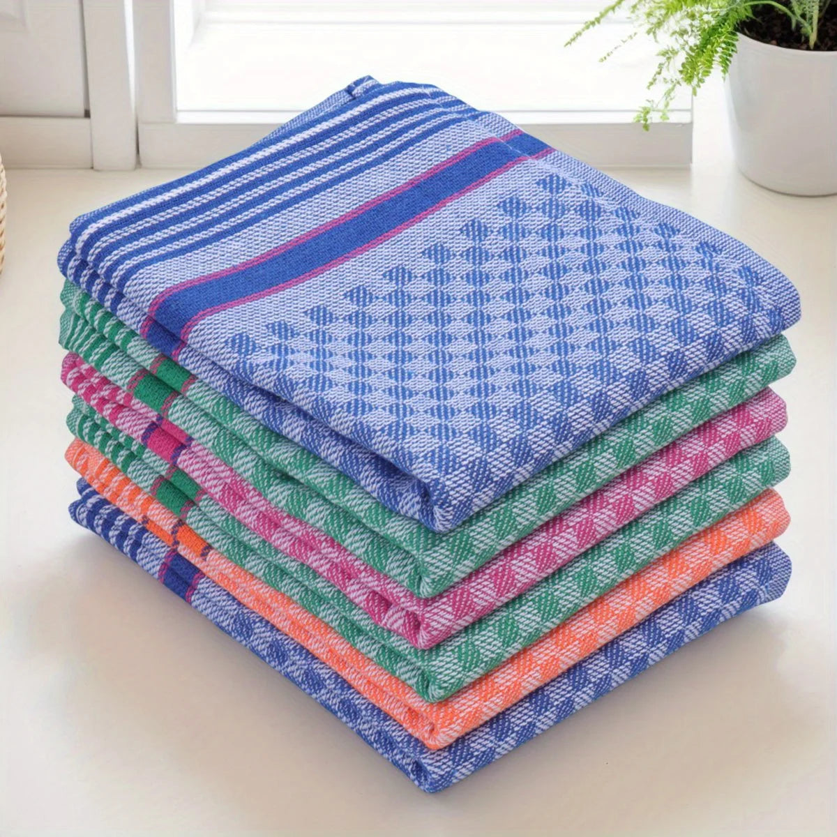 serviettes cuisine rose bleu vert orange carreaux rayures haute qualité douces opaques classic