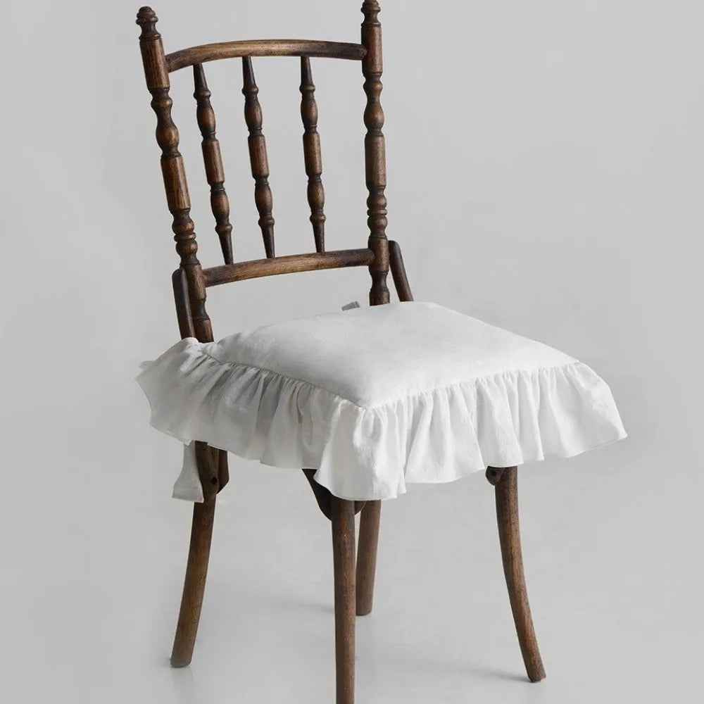 coussin chaise blanc beige noir classique rustique doux anti salissure attaches ruban