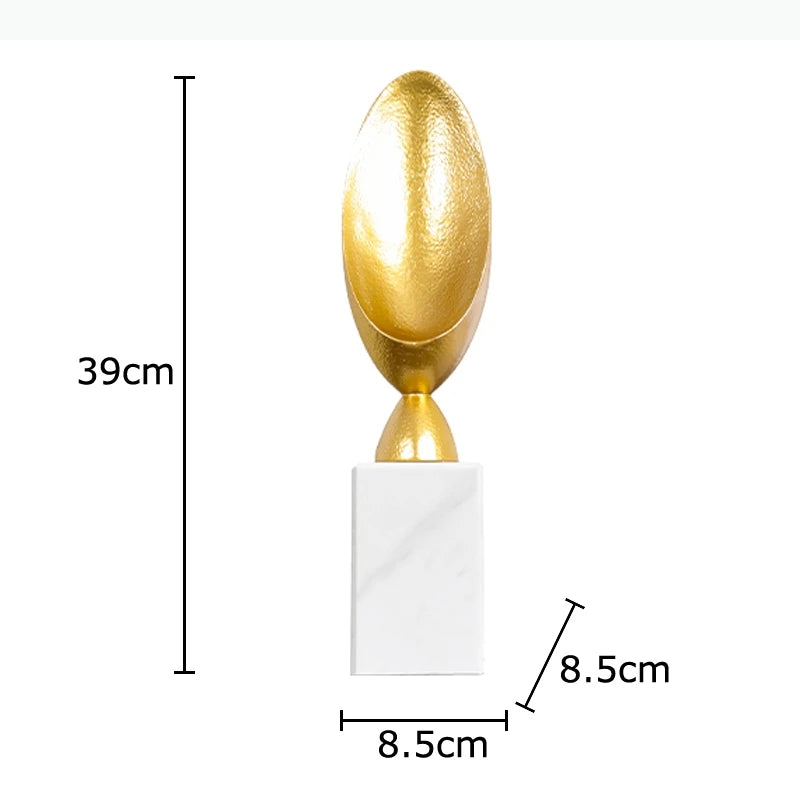 sculpture contemporaine dorée sculpture organique or décorative intérieure moderne ornement unique chambre