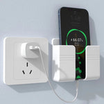 support mural smartphone télécommande rangement stockage adhésif blanc gris moderne minimaliste rechargeable organisateur