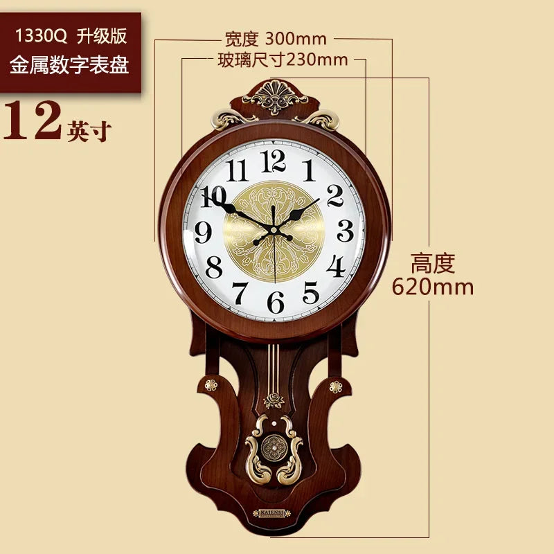 horloge murale bois doré motif floral vintage classique fixation decoration maison