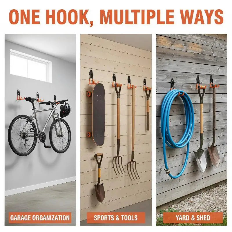 support mural moderne crochet noir orange outils jardin vélo fixations vis multiple'utilisation