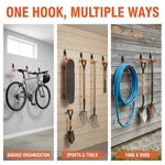 support mural moderne crochet noir orange outils jardin vélo fixations vis multiple'utilisation