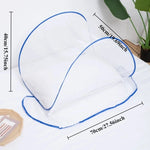 filet anti moustiques moderne blanc bleu pliable adultes usage extérieur intérieur transparent motif géométrique