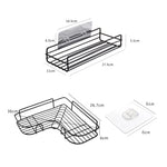 étagère murale moderne grille métallique noir adhésive salle bain acier inoxydable angle fixations incluses