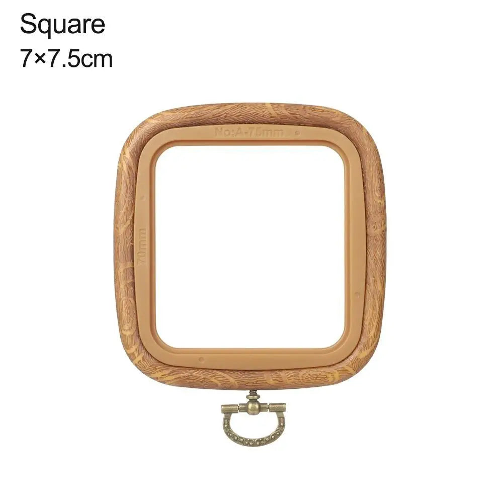 Cadre broderie bois marron texture naturelle classique boucle métallique hexagonal octogonal rectangle square