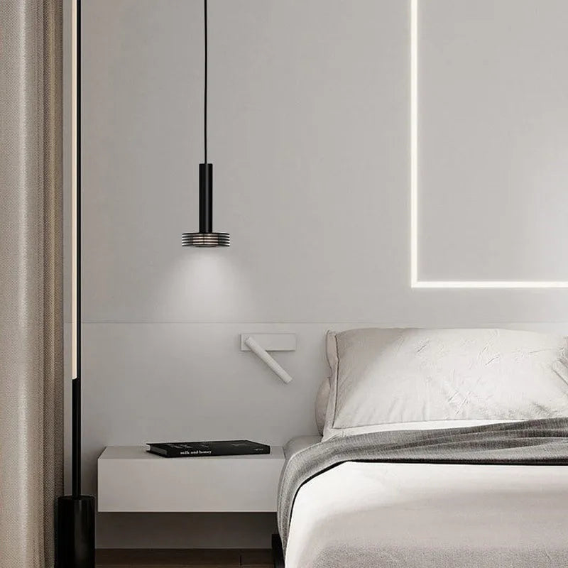 lampe suspendue minimaliste moderne rouge noir jaune annulaire salon chambre cuisine