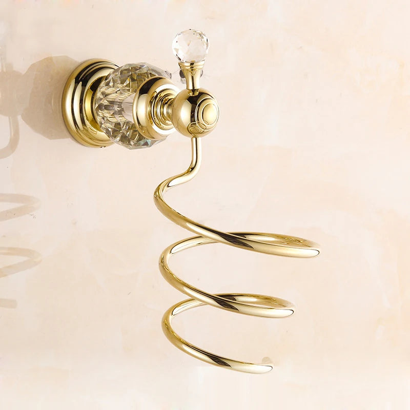accessoires salle bain or cristaux porte serviettes savon gobelets élégants vis fixés