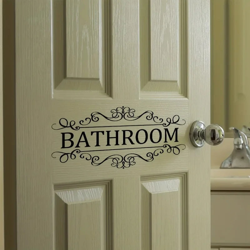 décoration murale autocollant bathroom lettres ornements floraux vintage pvc résistant eau