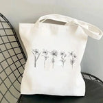 sac main toile imprimé floral blanc doux moderne poignées détachables poche ouverte sans compartiments