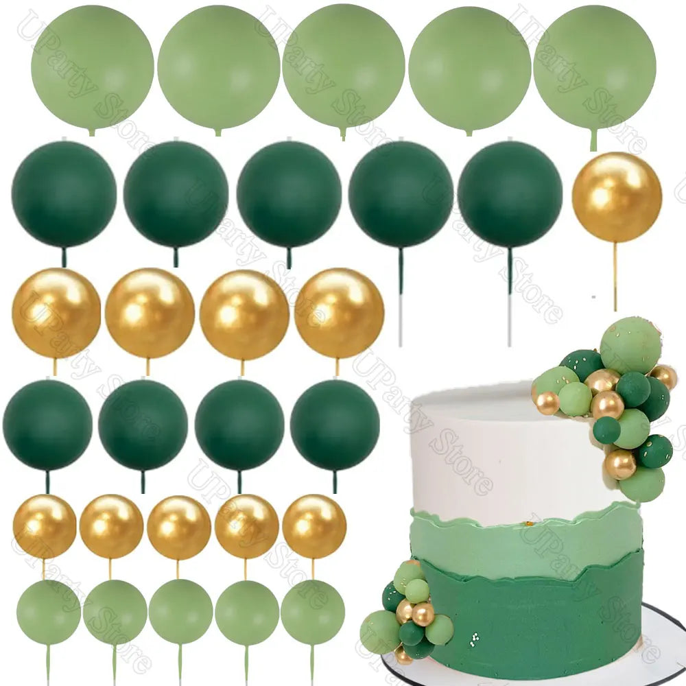 décorations gâteau boules vertes dorées mariage anniversaire moderne élégant festive enfants noël